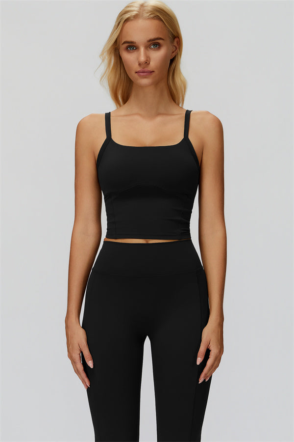 The Fyra Crop Tank Flared Leggings 2-Piece Set Black