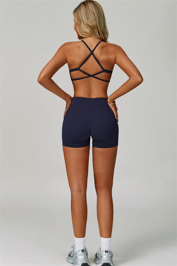 The Bold Cross Back Sports Bra Shorts 2-Piece Set