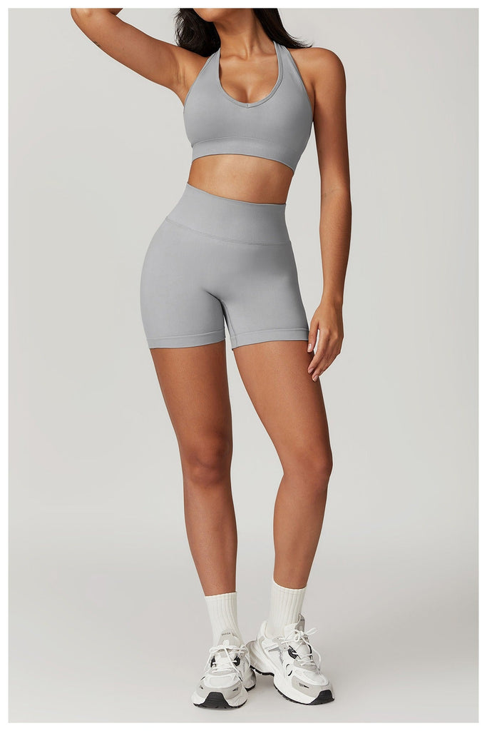 Avery Halter Top & Shorts Set Light grey