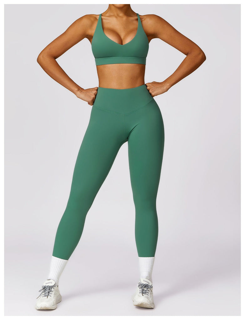 Stephanie Active Bra & Leggings Set Green