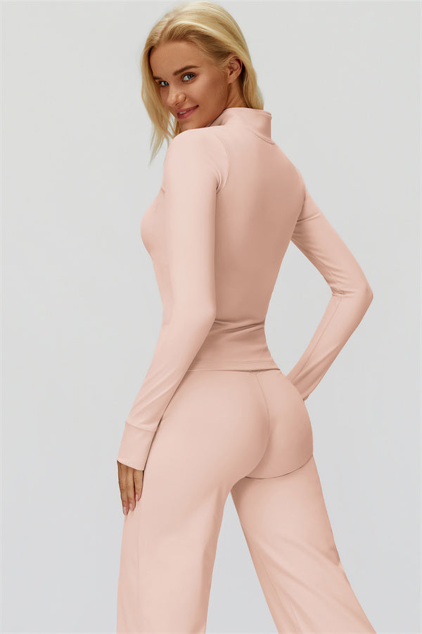 The FemmeFit Zip Jacket Straight Leg Pants 2-Piece Set