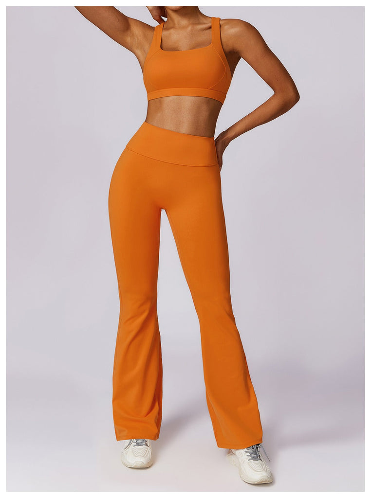 Thea Sculpt Top & Flared Set Terracotta
