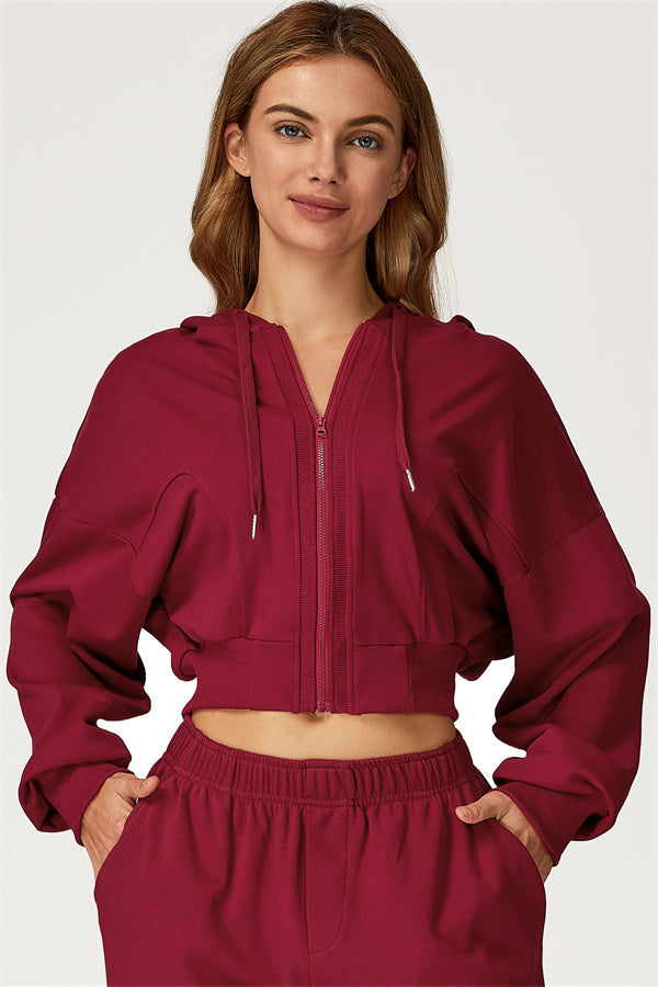 The Glacier Crop Hoodie Burgundy