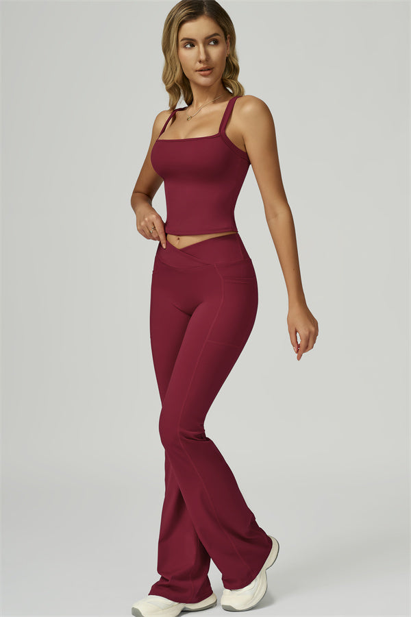 The Flourish Crop Tank Flared Leggings 2-Piece Set