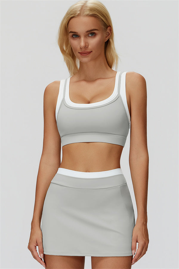 The Canyon Sports Bra Skirt 2-Piece Set Light Grey