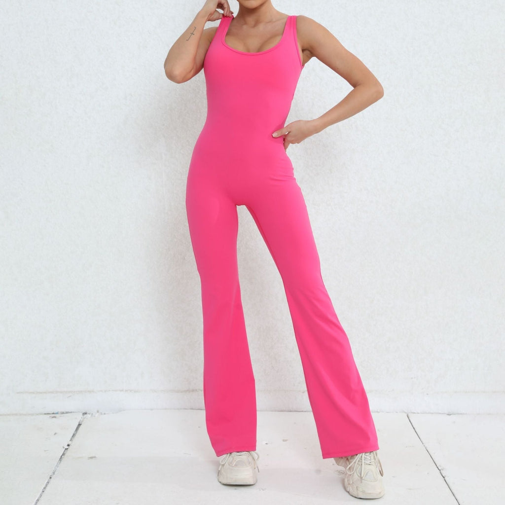 Scrunch V Back Flared Jumpsuit