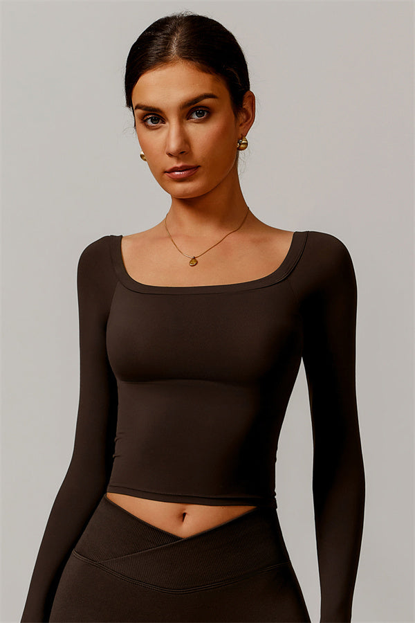 The Vivid Long Sleeve Crop Top Bistre