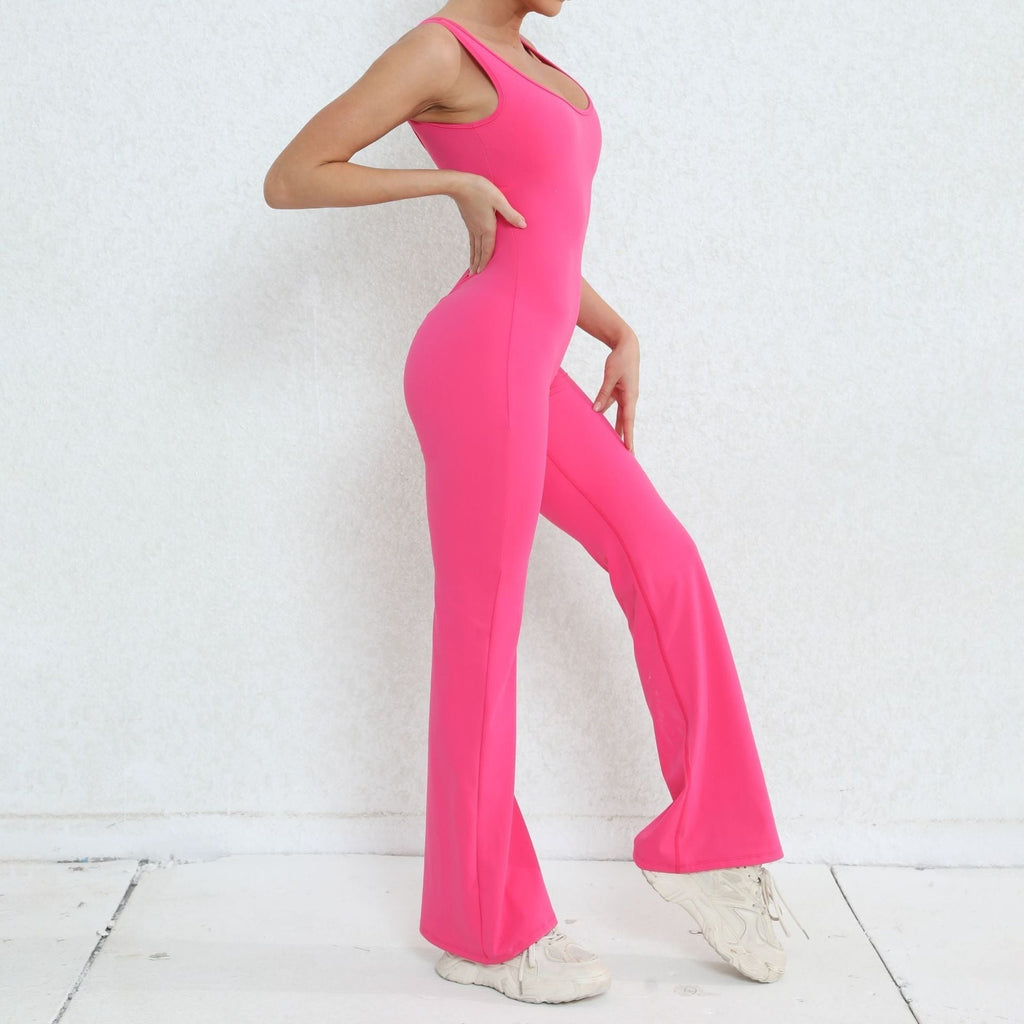 Scrunch V Back Flared Jumpsuit