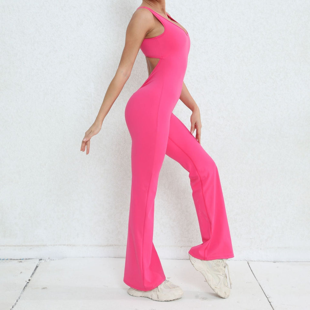 Scrunch V Back Flared Jumpsuit