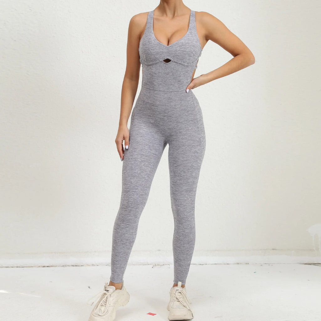 Double Cross Back Active Jumpsuit Light grey