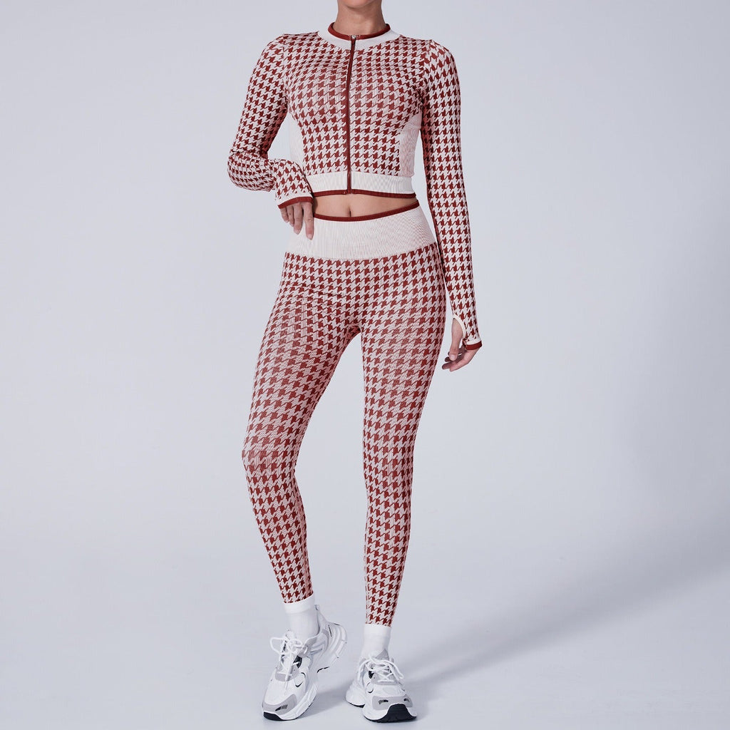 Noor Zip Longsleeve Top & Leggings Set Burgundy