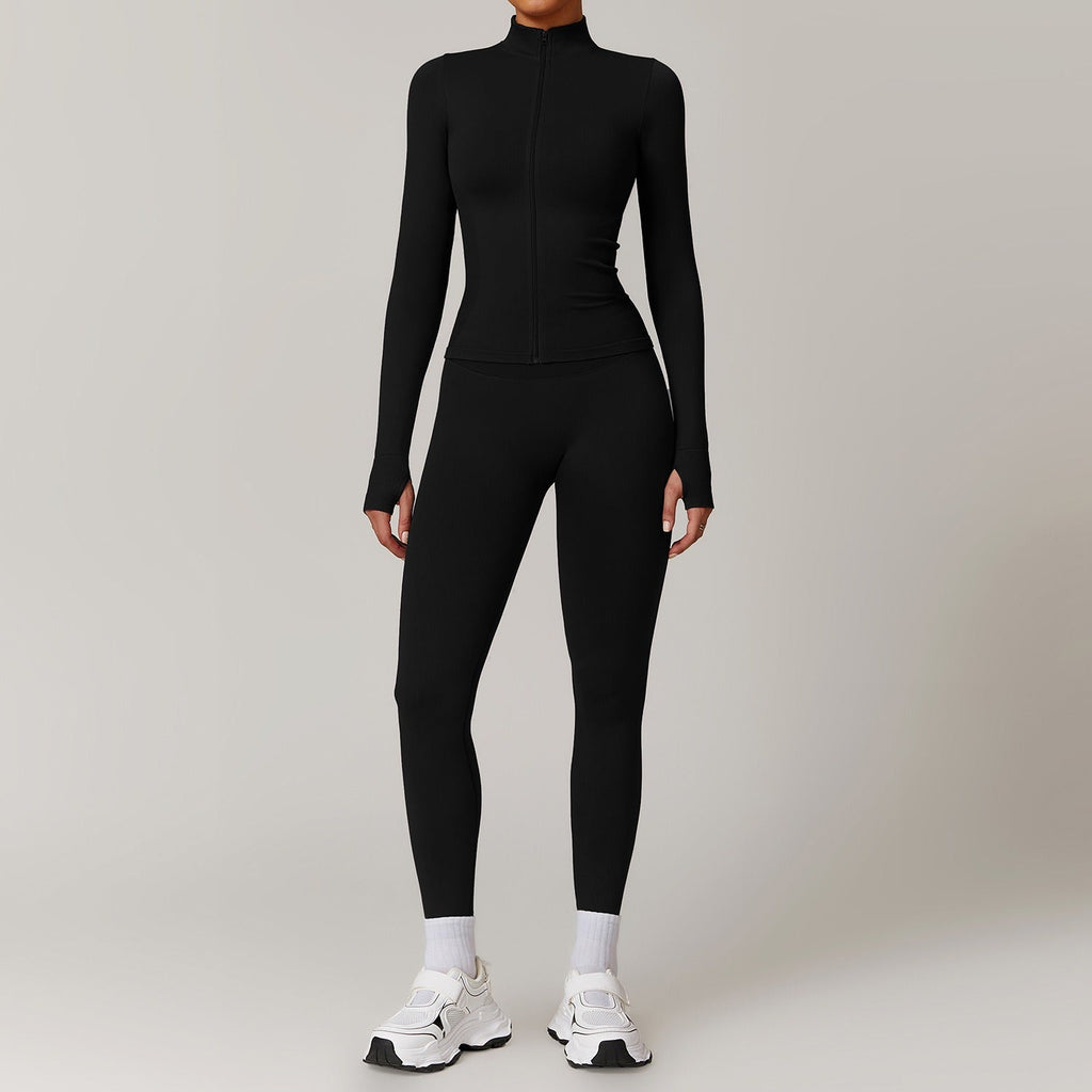 Piper Longsleeve Zip Top & Leggings Set Black