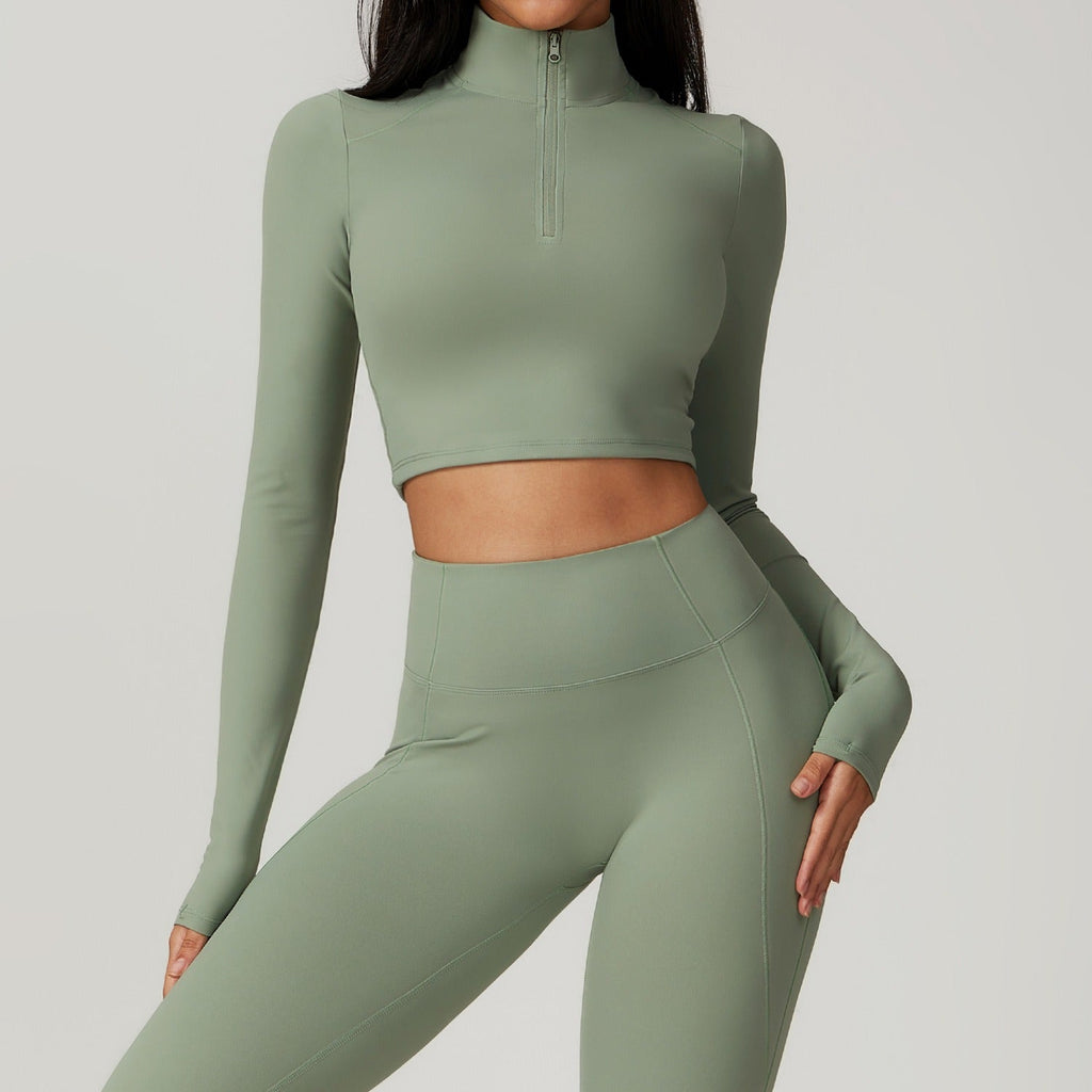 Mira Longsleeve Zip Top Sage