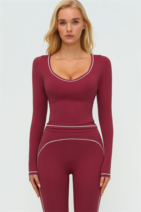 The Amara Long Sleeve T-shirt Leggings 2-Piece Set Burgundy