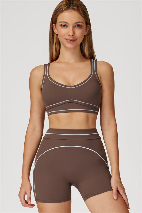 The Amara Sports Bra Shorts 2-Piece Set Roman Brown