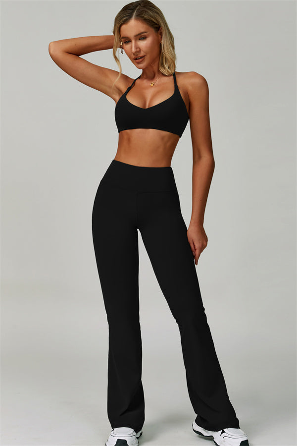 The Bold Cross Back Sports Bra Flared Leggings 2-Piece Set