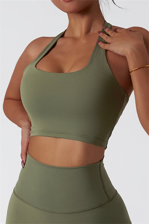 The Seraphine Halter Crop Top Khaki