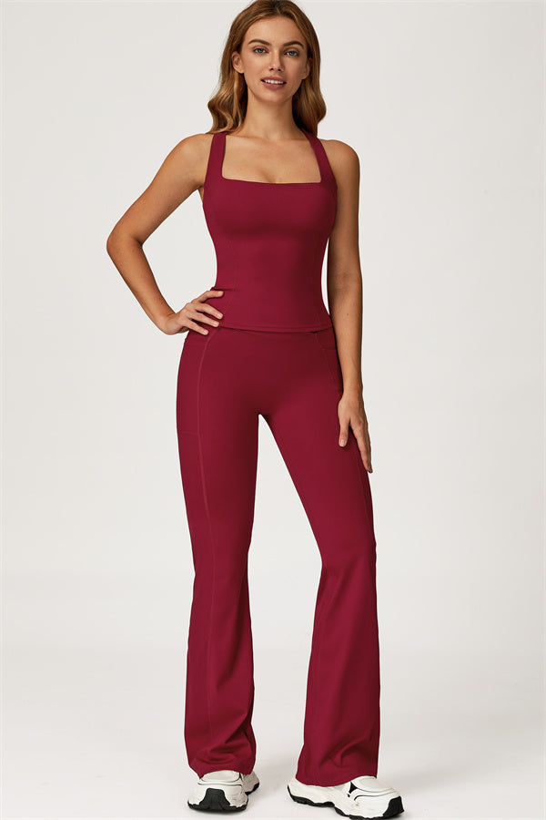 The Glacier Crop Tank Flared Leggings 2-Piece Set