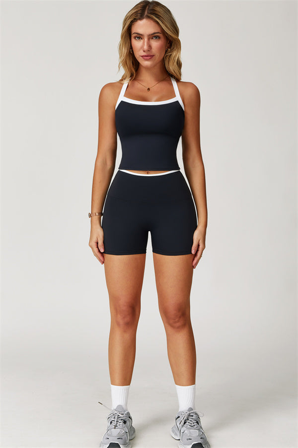 The Quest Cross Back Crop Top Shorts 2-Piece Set