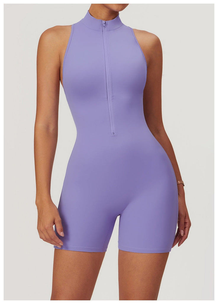 Super Sculpt V Back Romper Purple