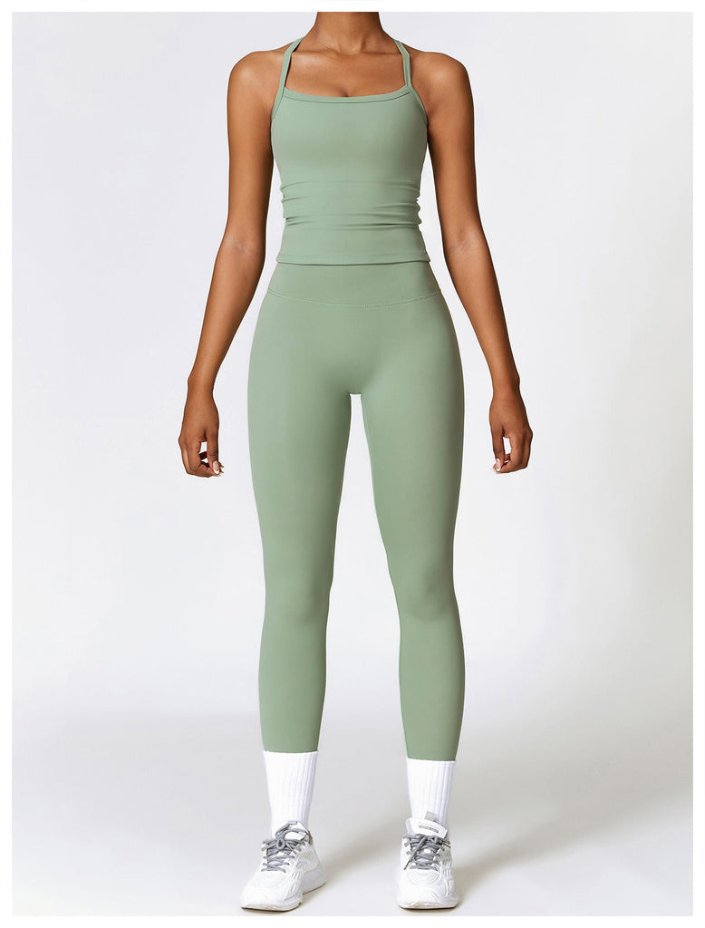 Butter Tank Top & Leggings Set Bamboo green