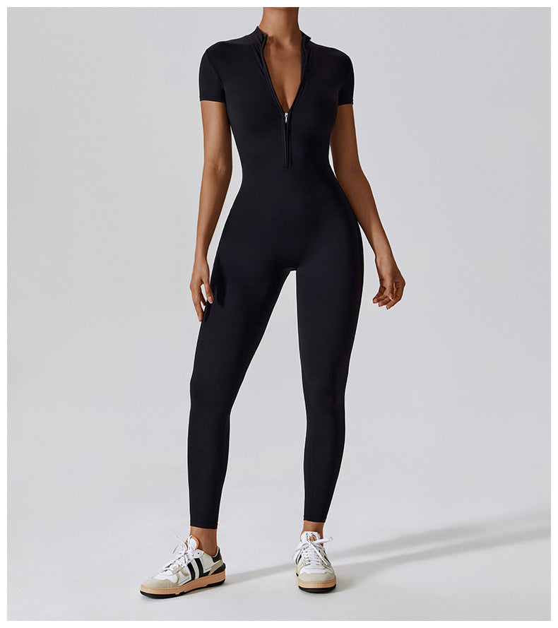 Super Sculpt Short Sleeve Jumpsuit (size down) Black