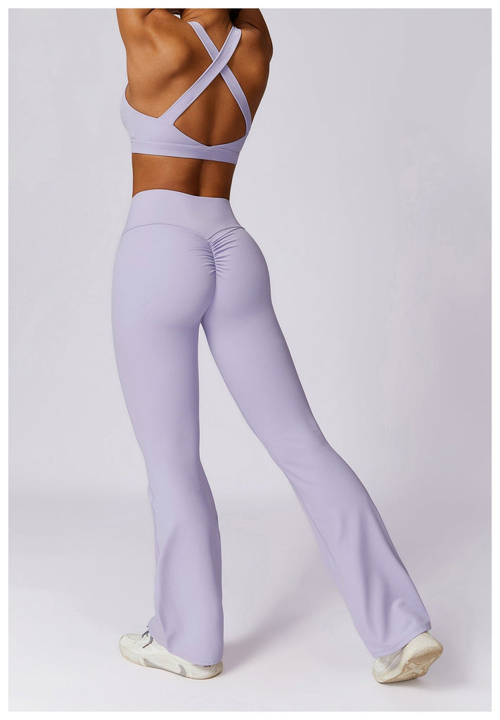Thea Sculpt Top & Flared Set Purple