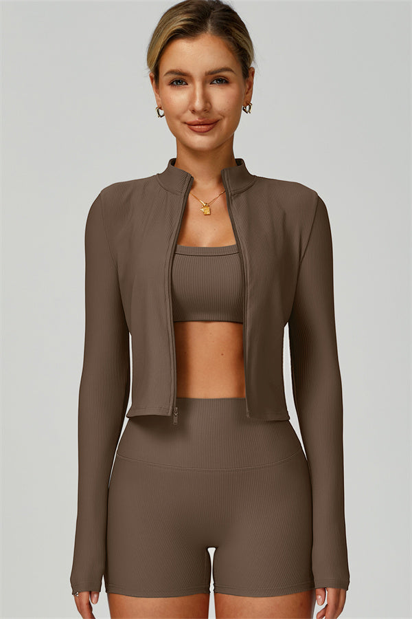 The Burst Jacket Sports Bra Shorts 3-Piece Set Ferra