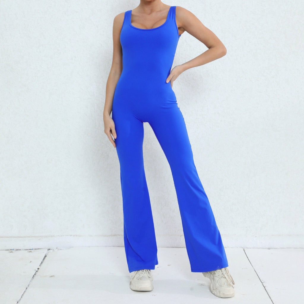 Scrunch V Back Flared Jumpsuit