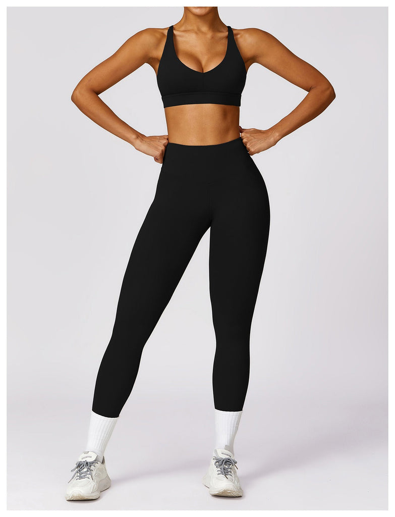Stephanie Active Bra & Leggings Set Black