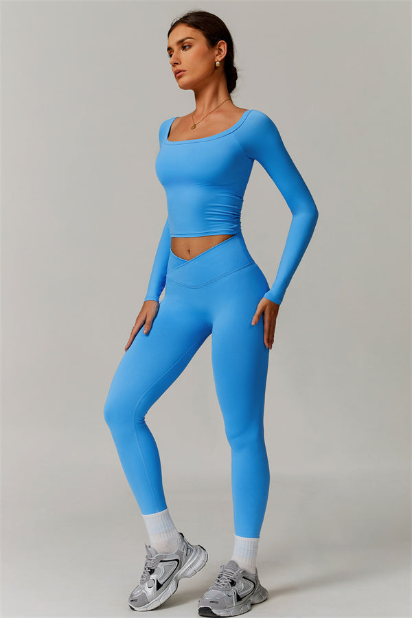 The Vivid Long Sleeve Crop Top Leggings 2-Piece Set