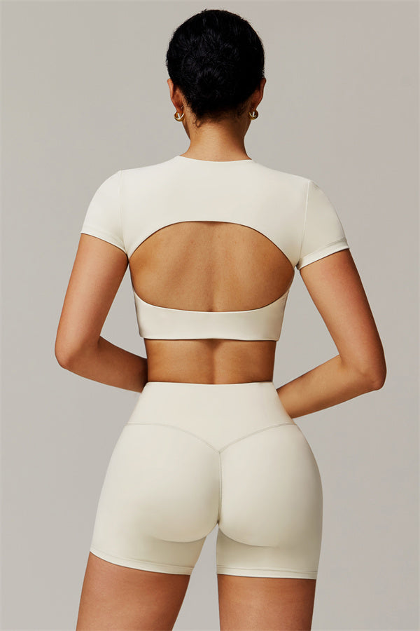 The Delicate Crop Top Shorts 2-Piece Set Almond