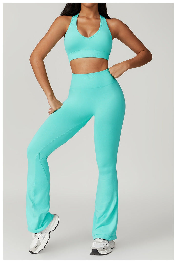 Avery Halter Top & Flared Set Turquoise