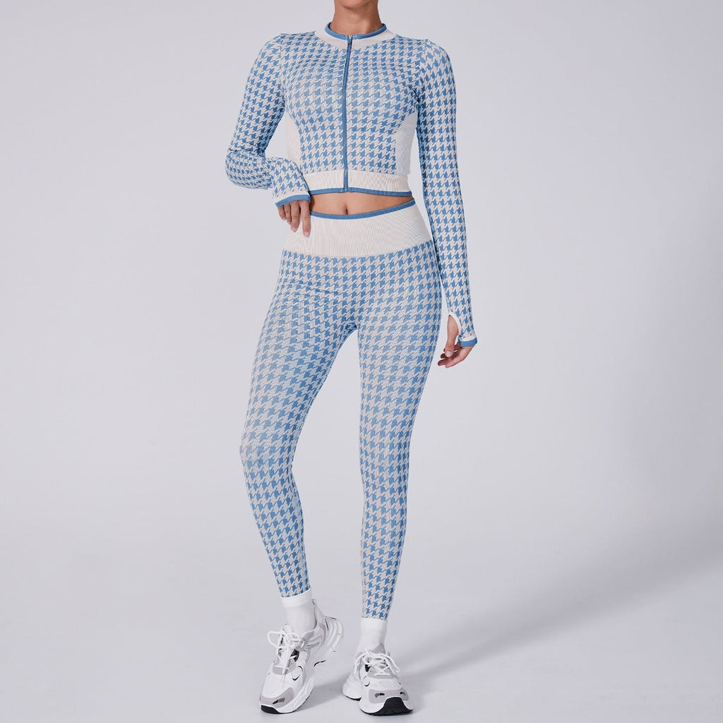 Noor Zip Longsleeve Top & Leggings Set Blue