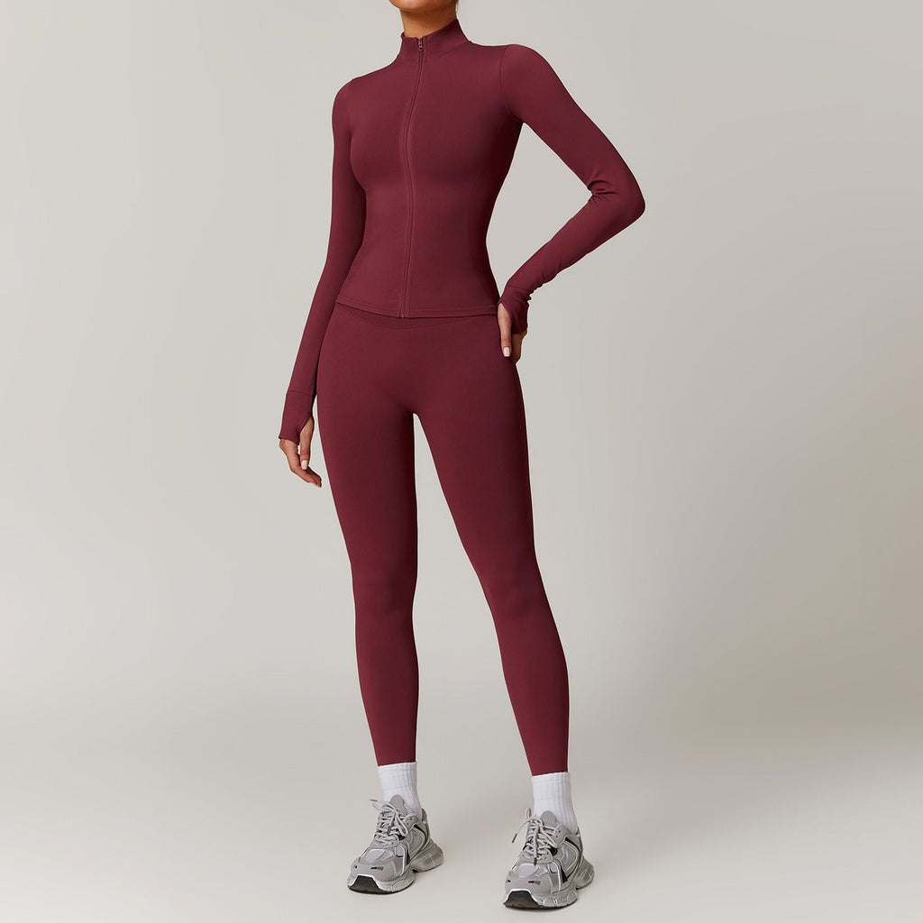 Piper Longsleeve Zip Top & Leggings Set Wine