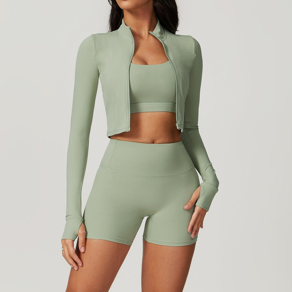 Thea 3 Piece Shorts Set Sage