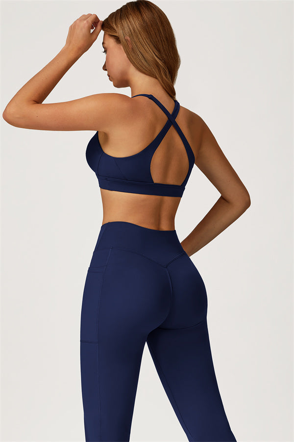 The Glacier Sports Bra Flared Leggings 2-Piece Set Cobalt