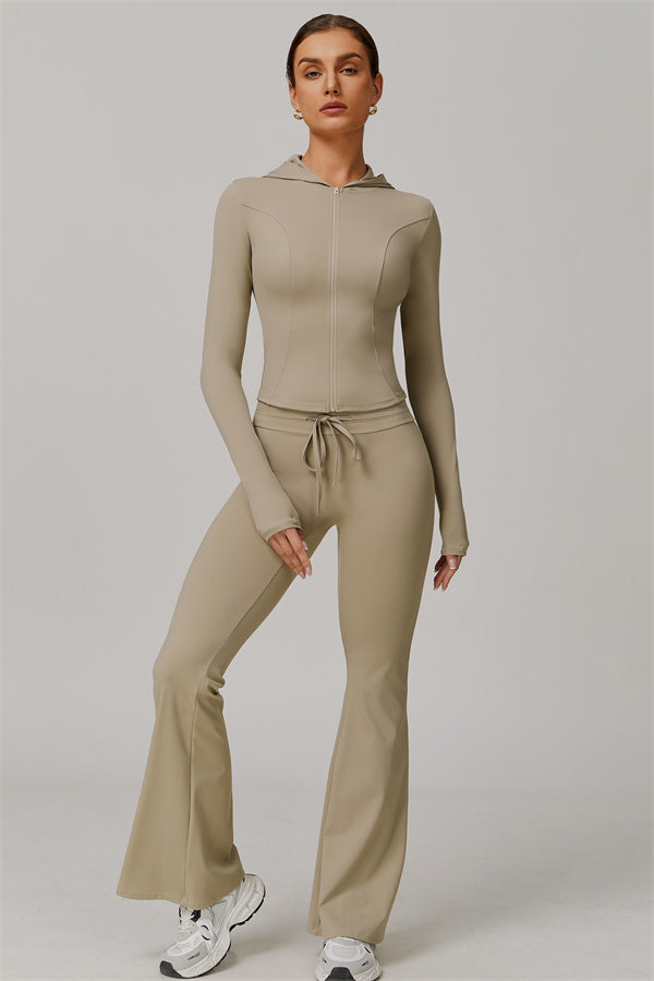 The Lumina Hooded Jacket Flared Leggings 2-Piece Set UPF 50+