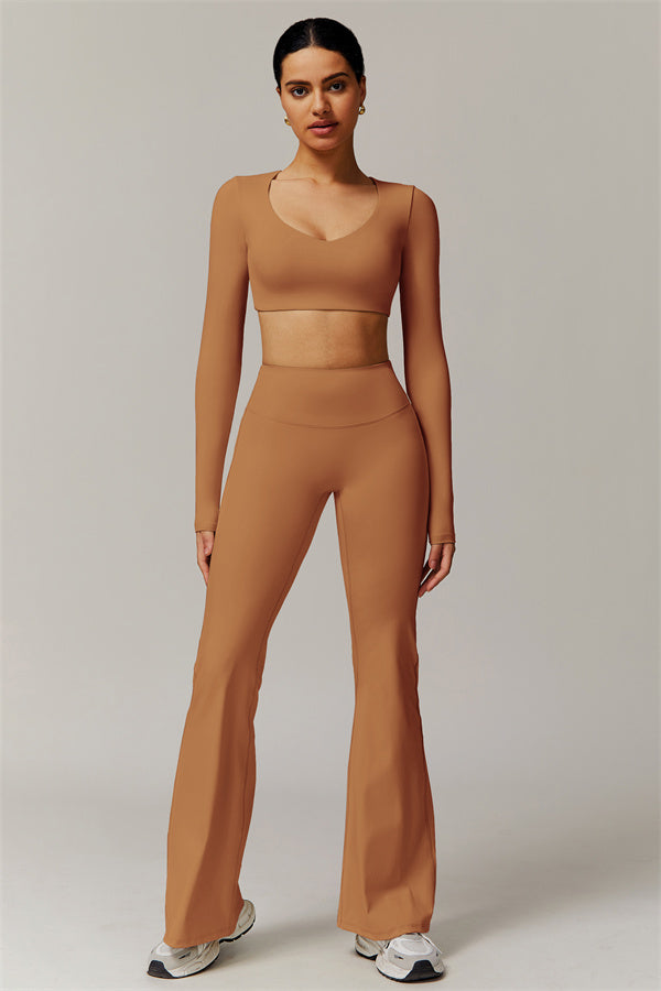 The Delicate Long Sleeve T-shirt Flared Leggings 2-Piece Set