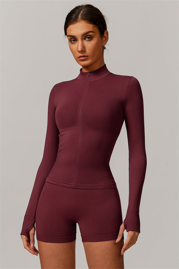 The Nova Luxe Jacket Shorts 2-Piece Set Burgundy