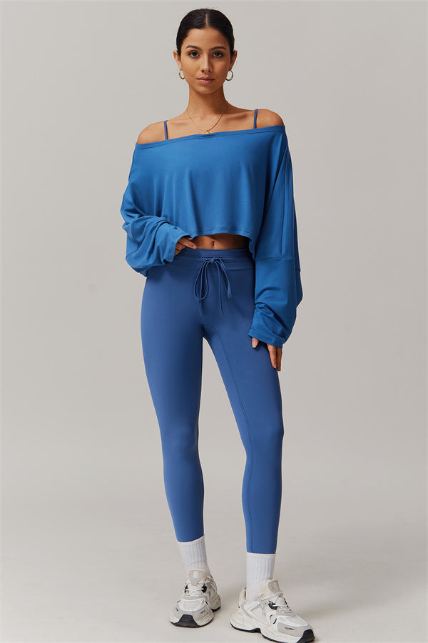 The Resonate Drift Cropped Pullover Leggings 2-Piece Set Cool Blue