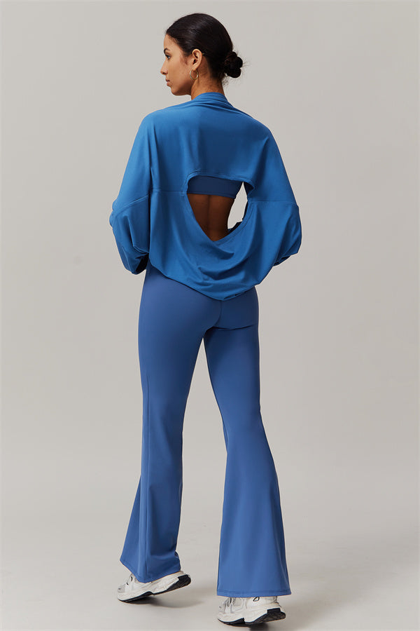 The Resonate Drift Cropped Pullover Flared Leggings 2-Piece Set
