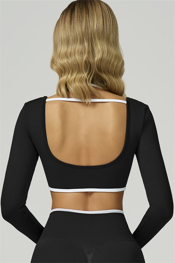 The Prime Line Long Sleeve Crop Top Black