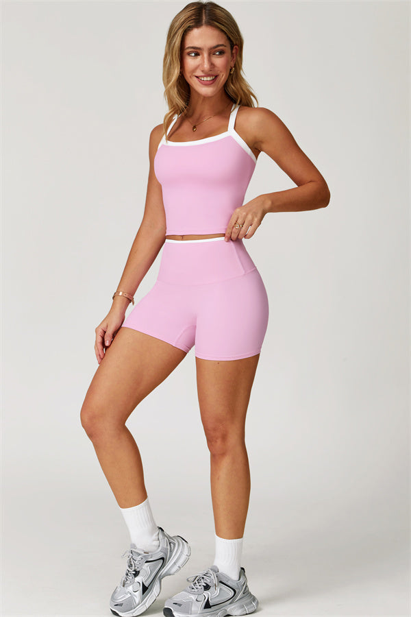 The Quest Cross Back Crop Top Shorts 2-Piece Set