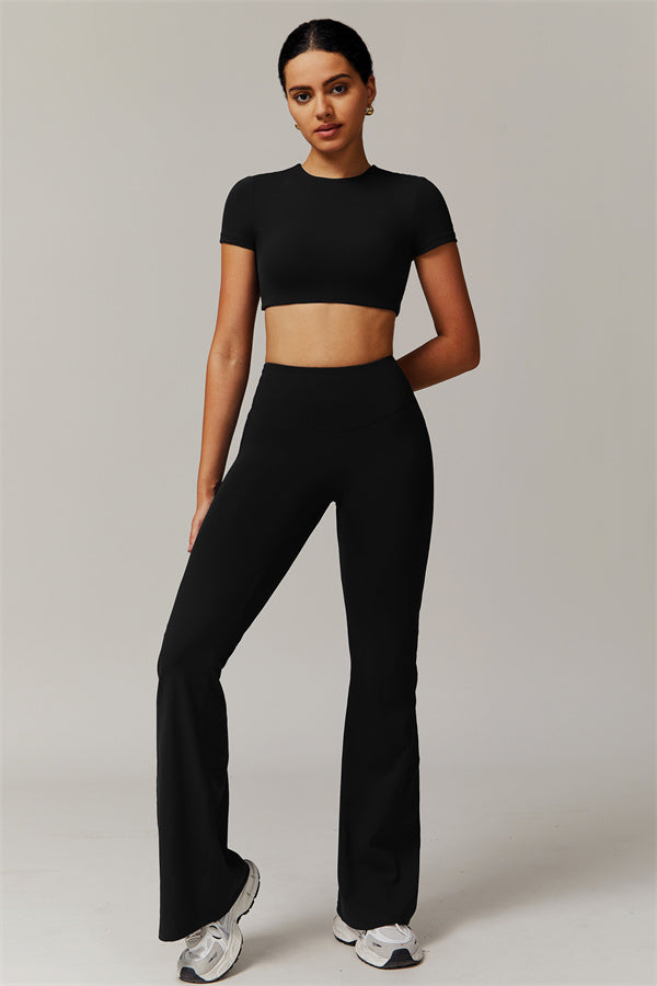 The Delicate Crop Top Flared Leggings 2-Piece Set