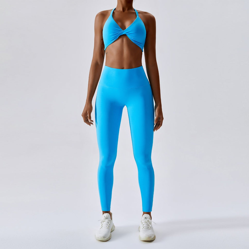 Ibiza Twist Bra Top & Leggings Set Blue