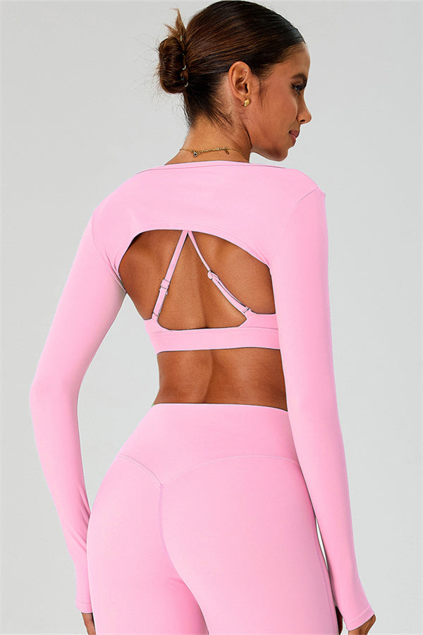 The Ember Sports Bra Crop Top Flared Leggings 3-Piece Set