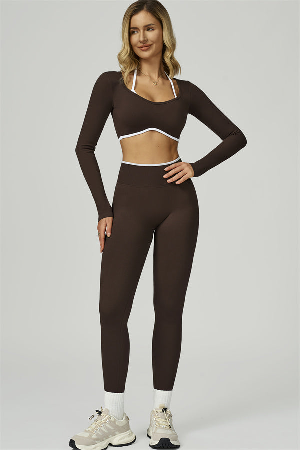 The Prime Line Long Sleeve Crop Top Leggings 2-Piece Set
