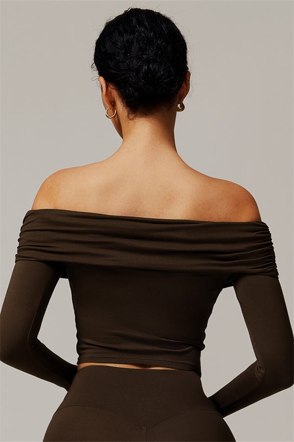 The Luxe Ruched Long Sleeve Off-Shoulder Top
