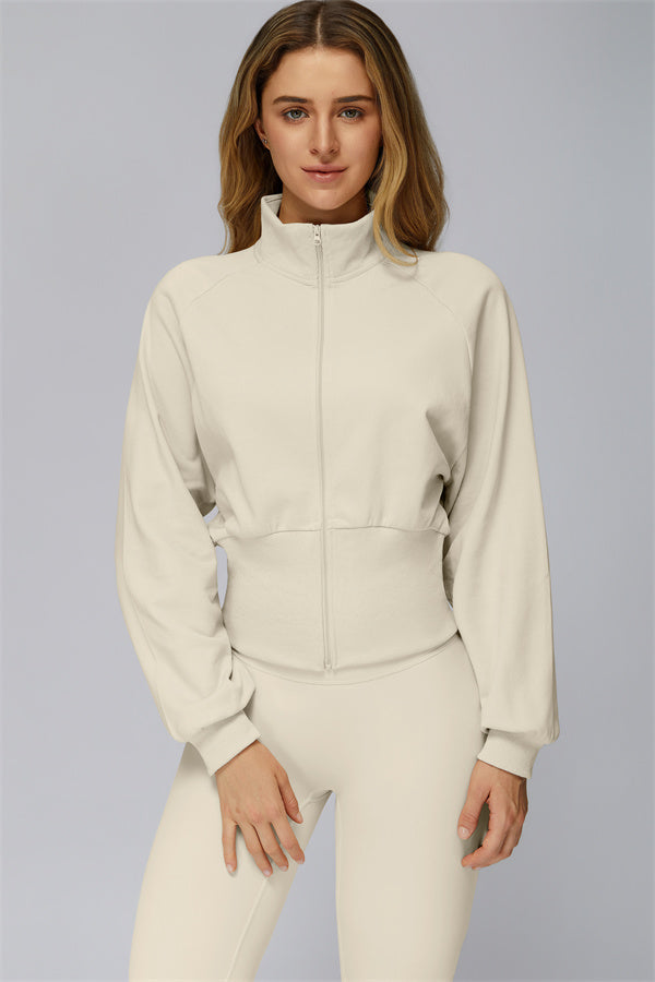The Elle Form Zip Jacket Almond